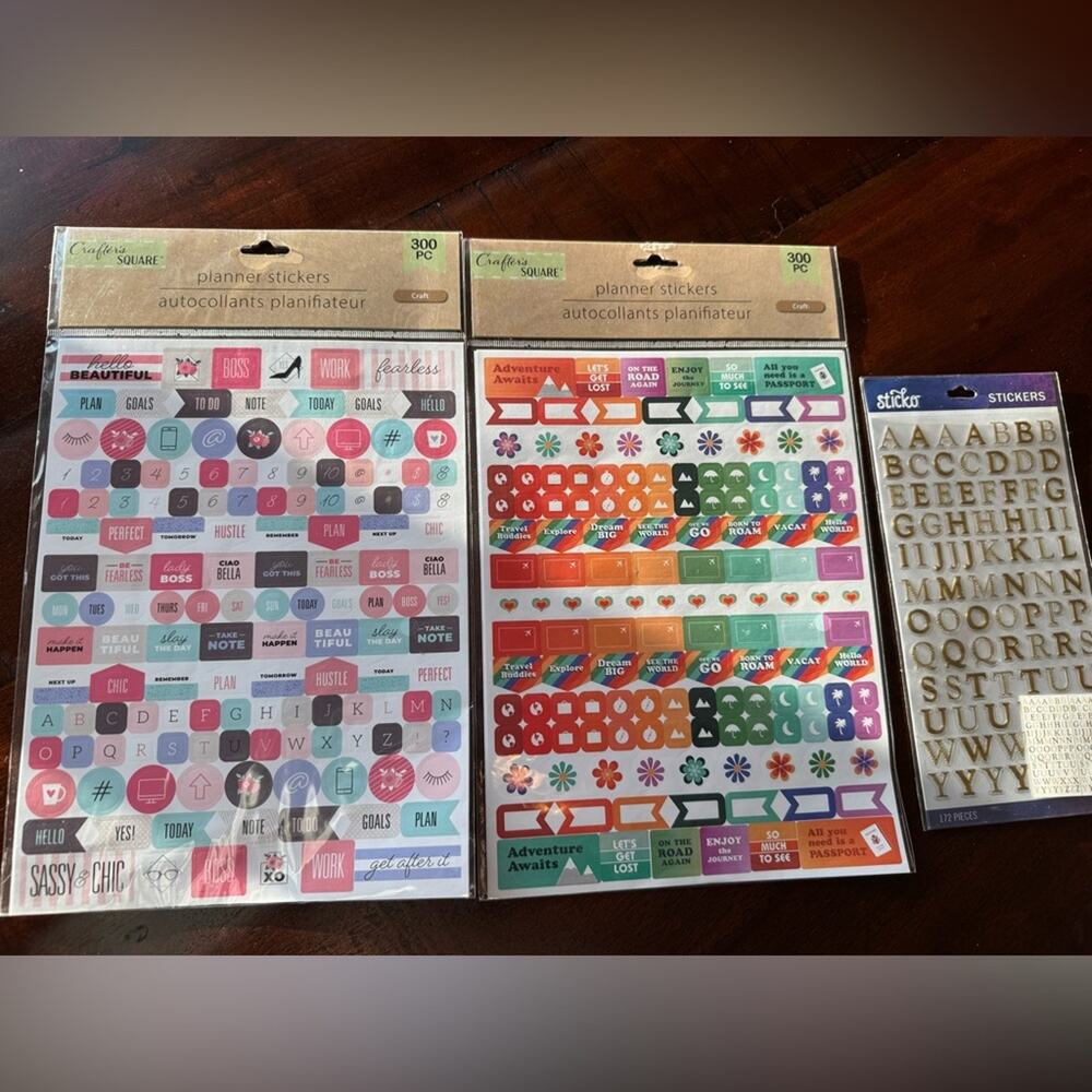 NIP Planner Stickers Lot Crafter’s Square 300pc + Sticko Gold Alphabet